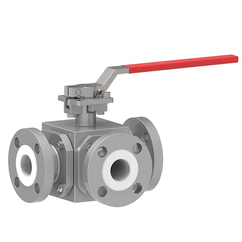 Ptfe uch tomonlama ball valfni yivin qildi